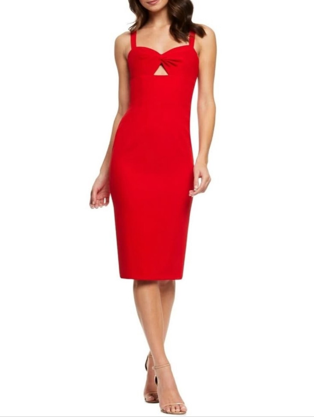 Dress the Population Red Midi Dress with Front Twist